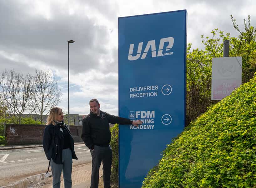 An image of the exterior UAP wayfinding totem.